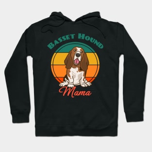 Basset Hound Mom Mama Dog puppy Lover Cute Sunser Retro Hoodie